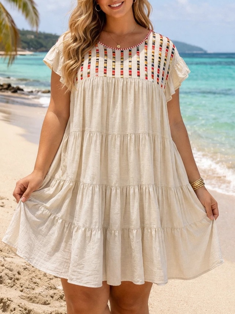 Entro Boho Embroidered Dress Size L